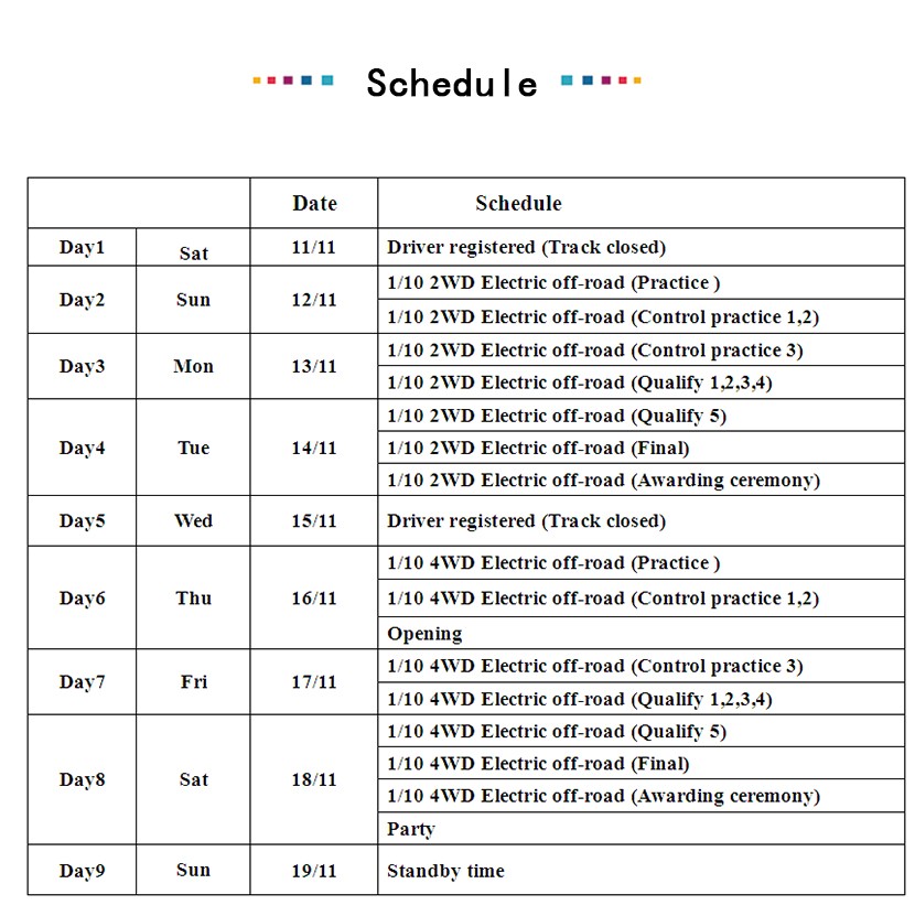 Event schedule